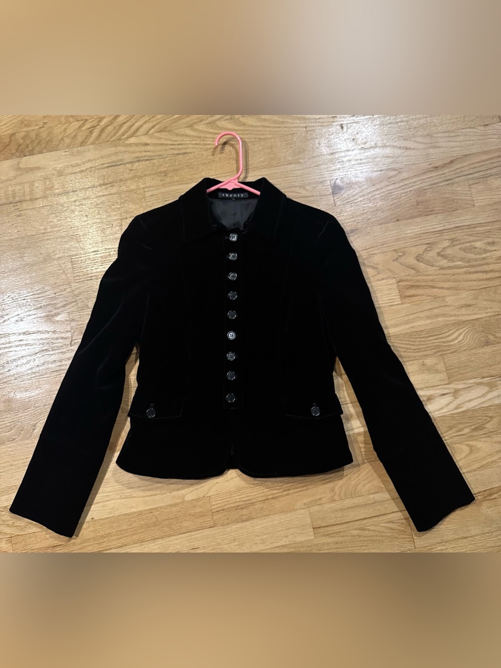 Theory Black Velvet Button-Front Military Style Blazer(10) (fits size 6/8 best)